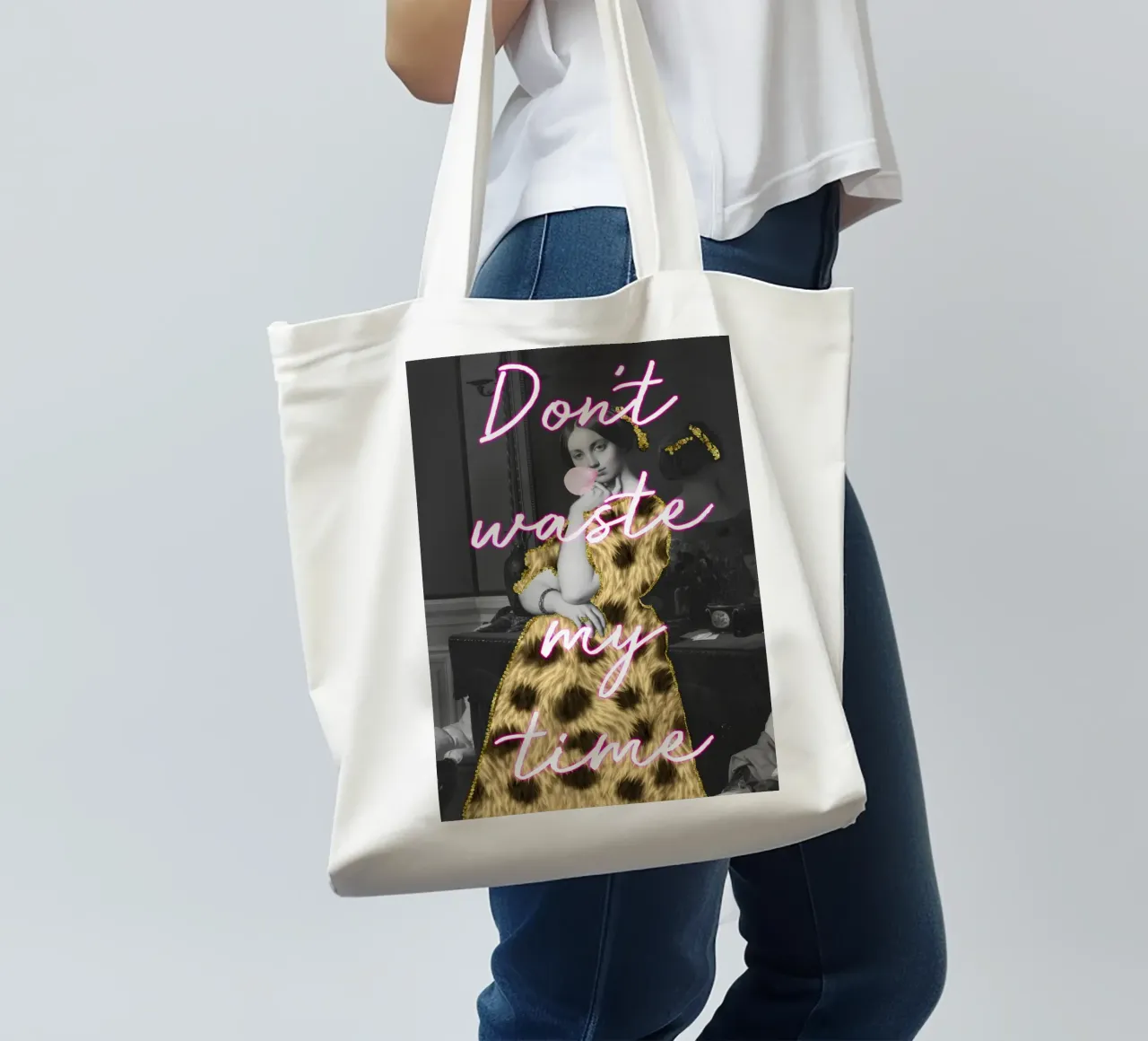 Sassy Gold Bubble Gum Art with Neon Text borsa in juta da GraceDigitalArtCo