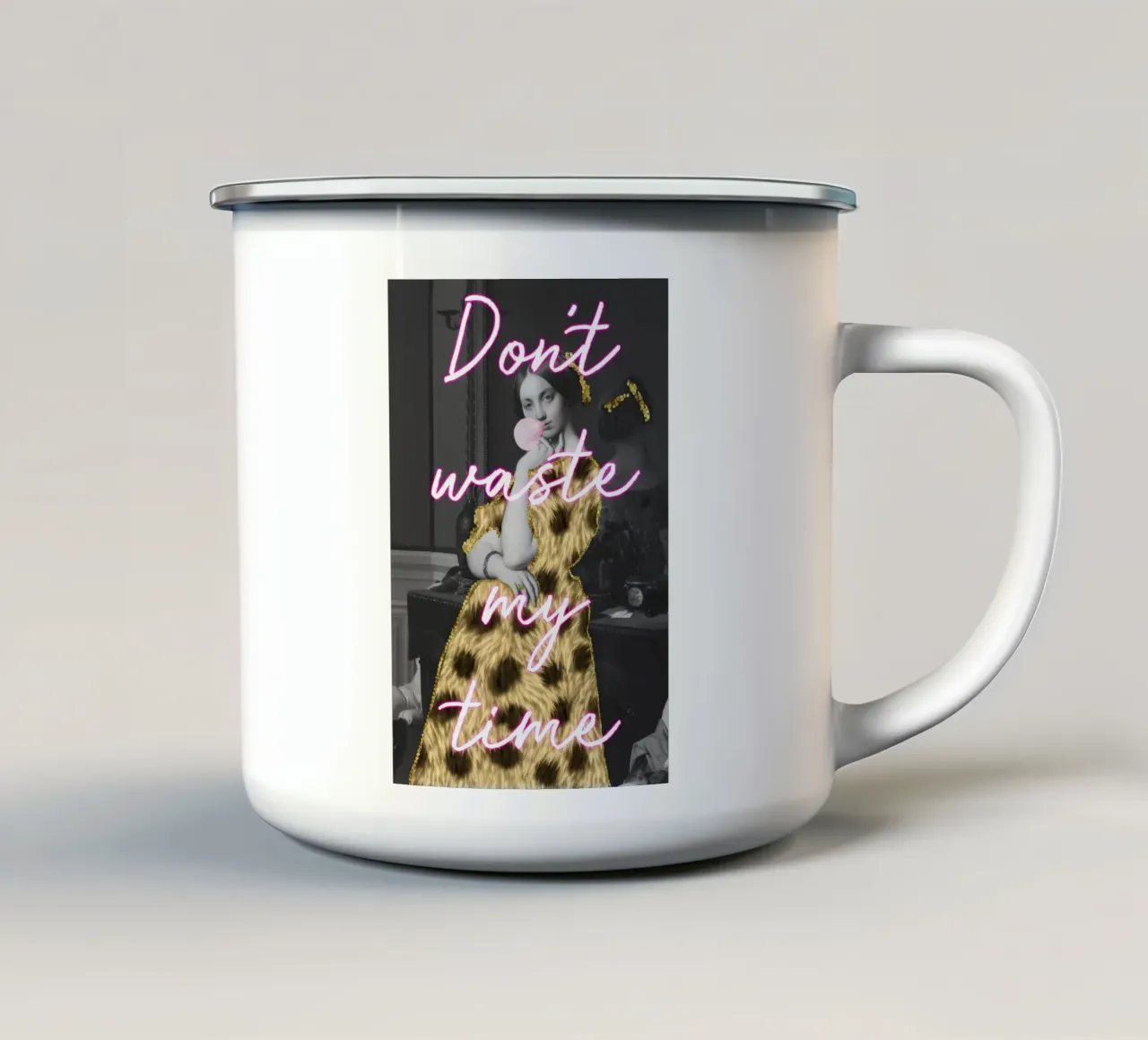 Sassy Gold Bubble Gum Art with Neon Text tazza in smalto da GraceDigitalArtCo
