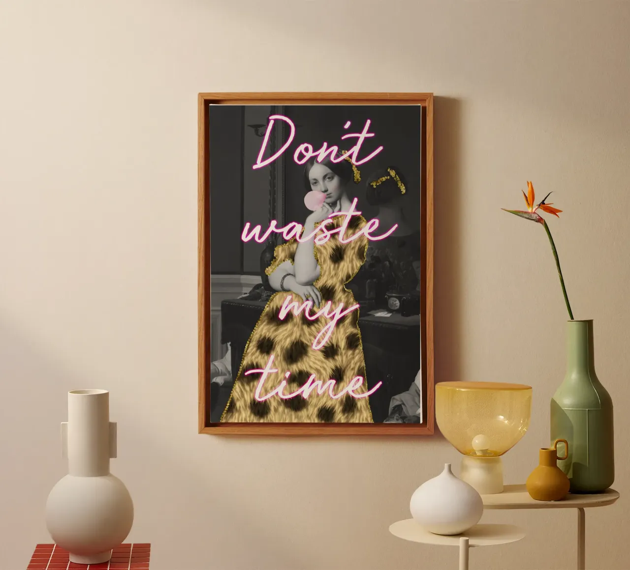 Sassy Gold Bubble Gum Art with Neon Text tela con Cornice a cassetta da GraceDigitalArtCo
