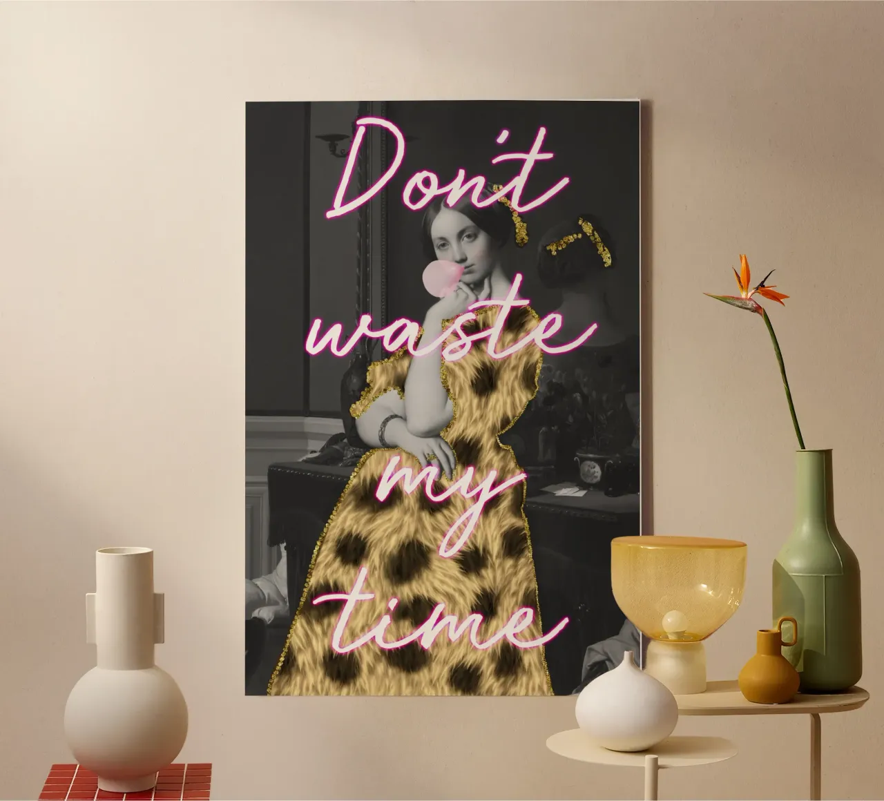 Sassy Gold Bubble Gum Art with Neon Text tela con Cornice a cassetta da GraceDigitalArtCo