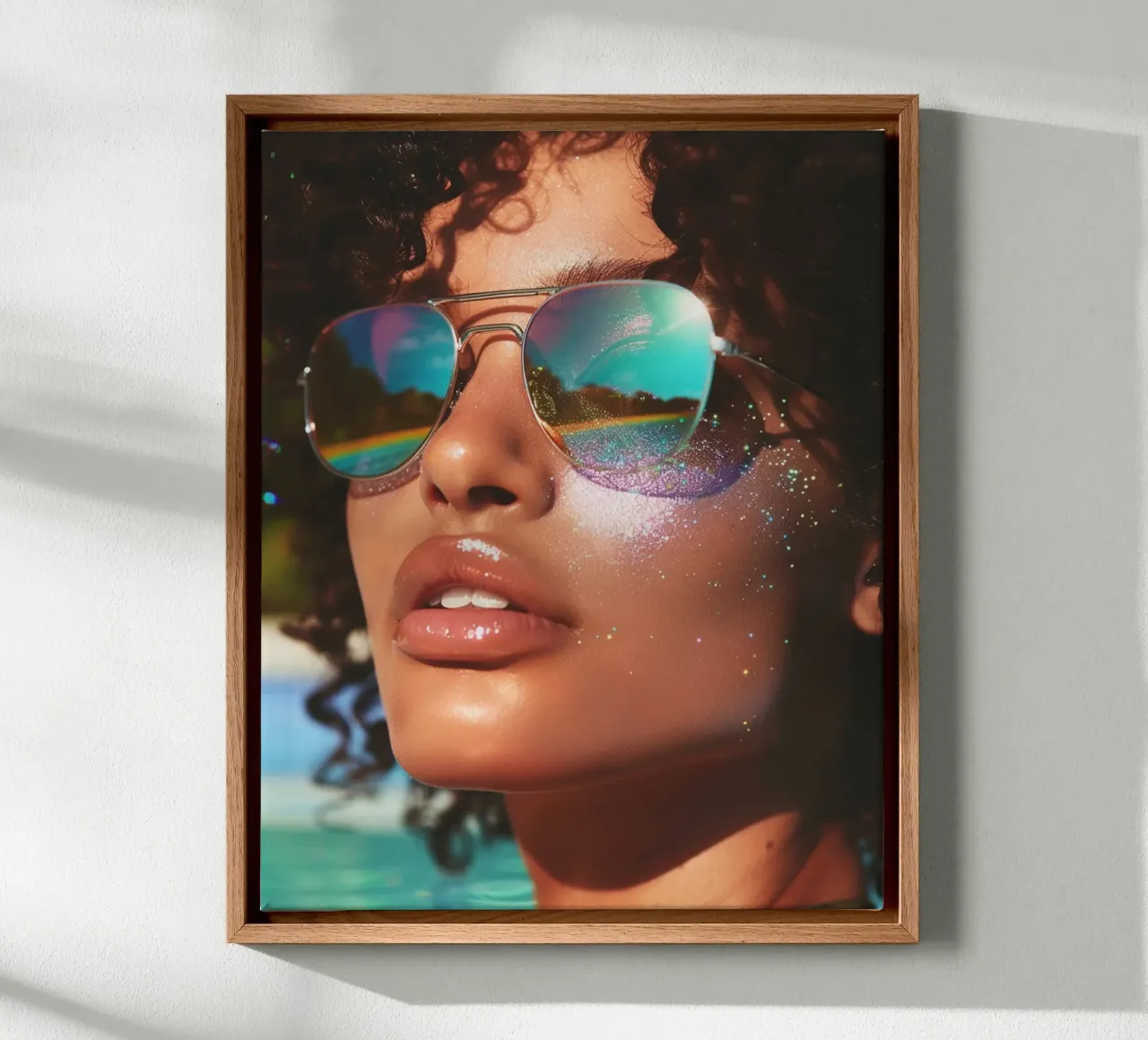 Aqua Glow tela con Cornice a cassetta da PhotoVibe Decor