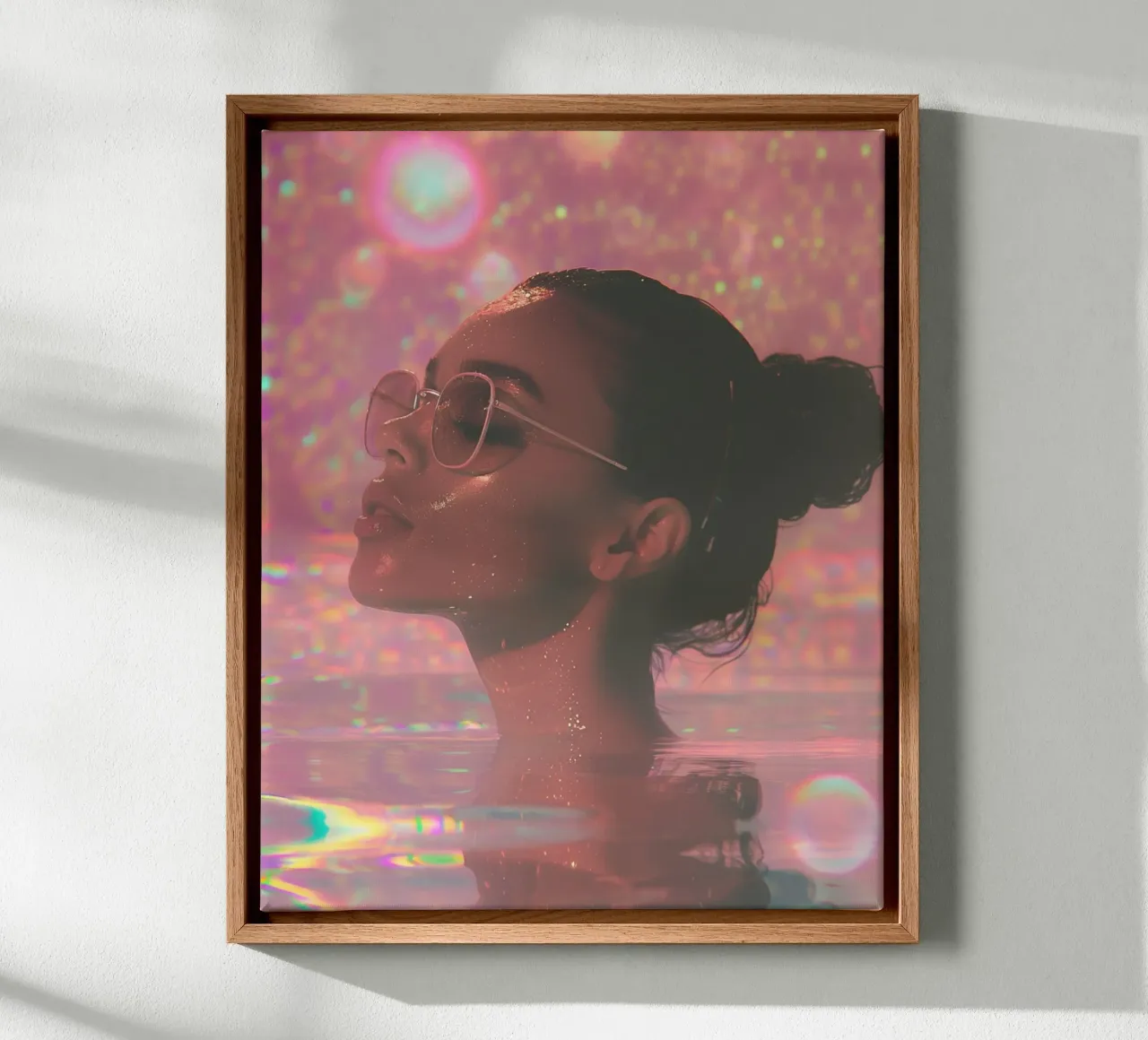 Aqua Glow tela con Cornice a cassetta da PhotoVibe Decor