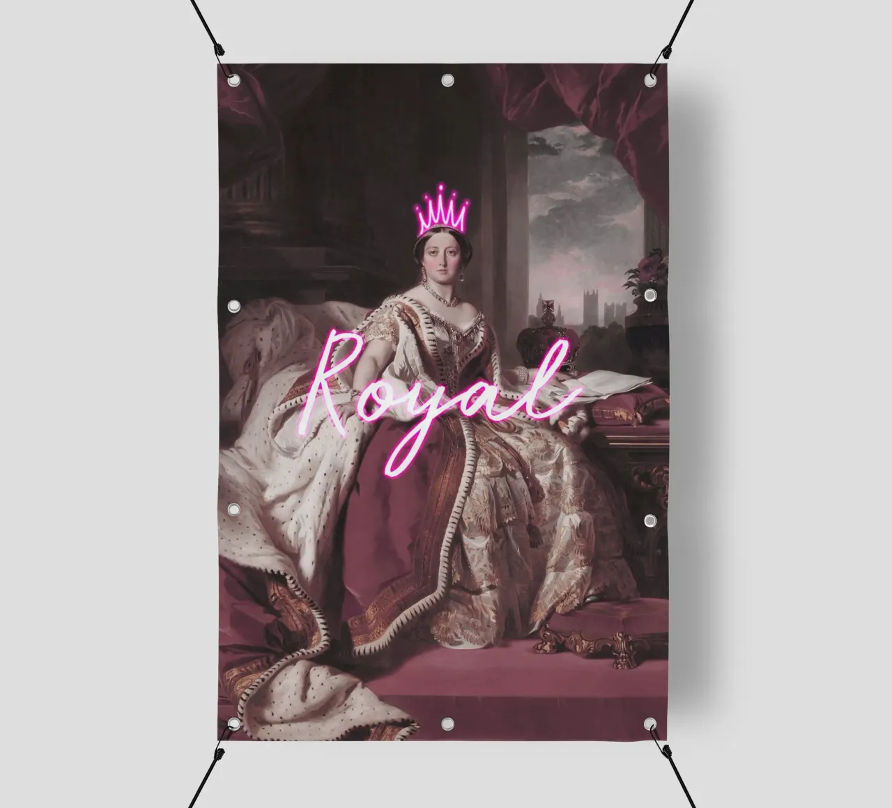 Queen Victoria Neon Crown and Text telo in pvc da GraceDigitalArtCo