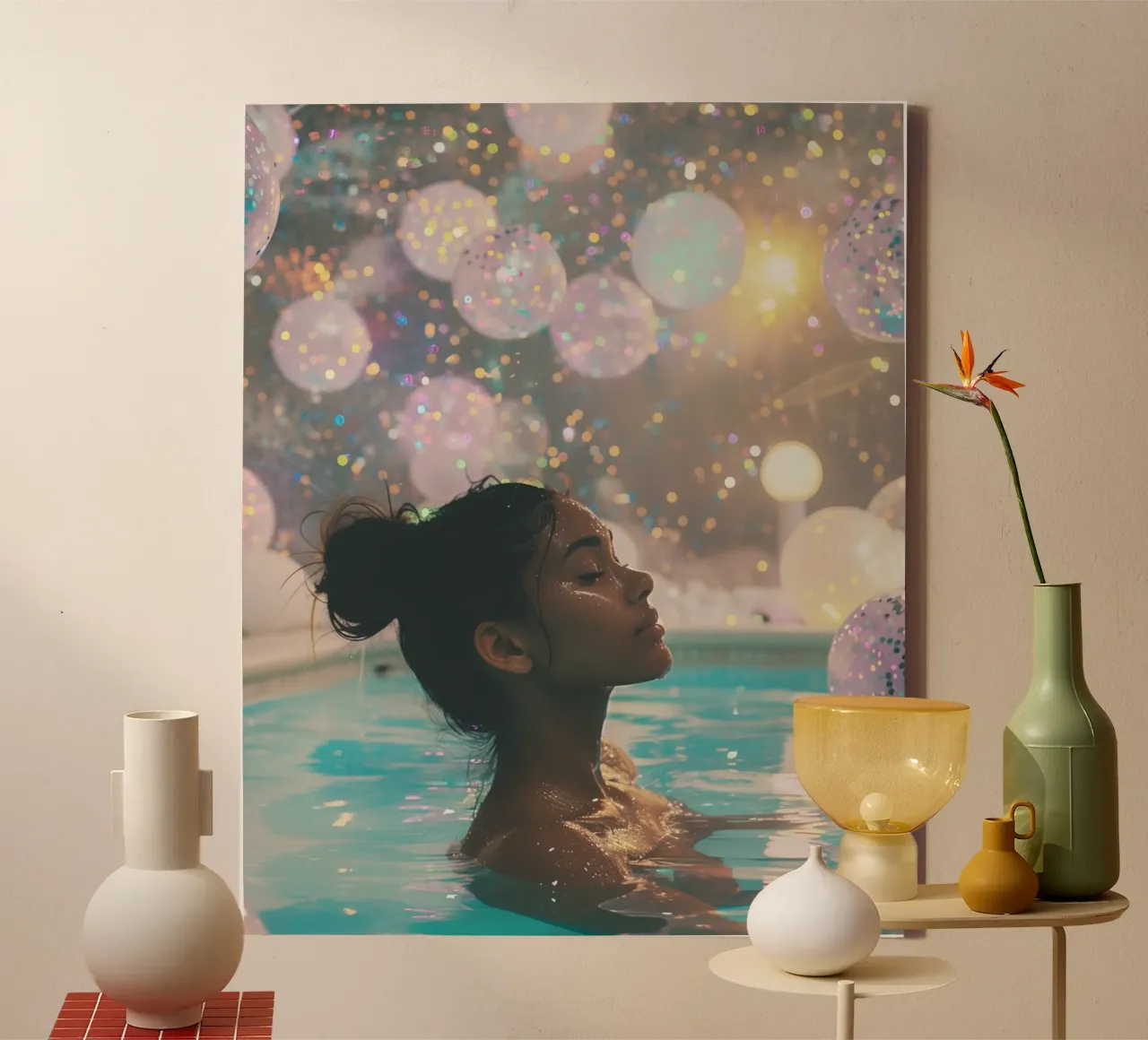 Aqua Glow tela con Cornice a cassetta da PhotoVibe Decor