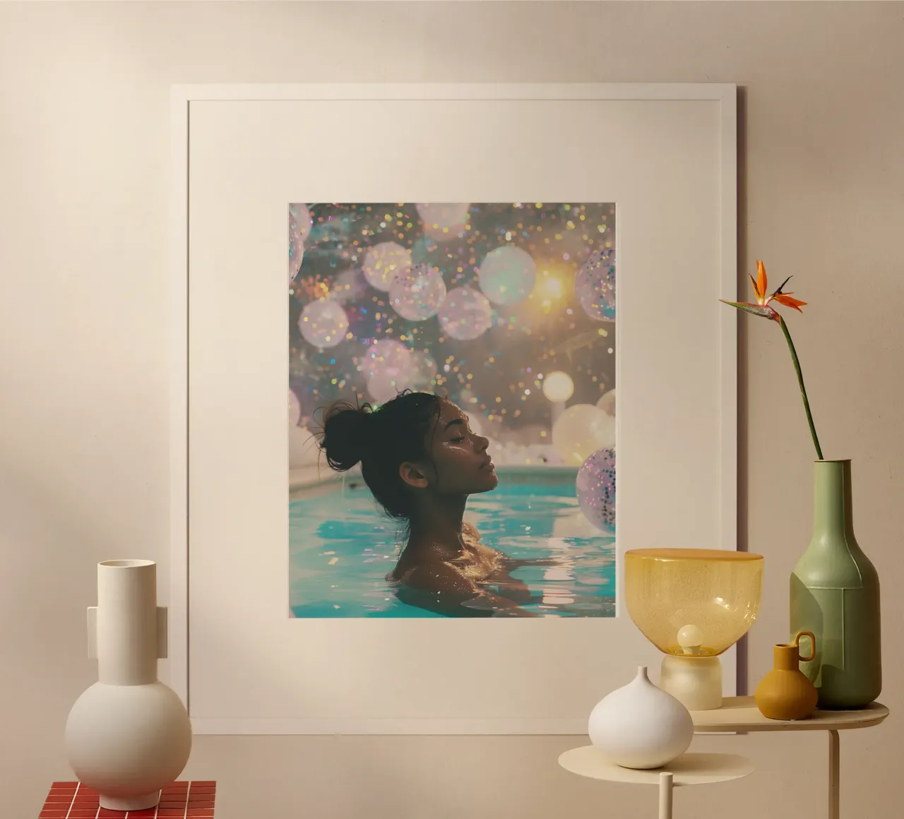 Aqua Glow poster con telaio in alluminio da PhotoVibe Decor