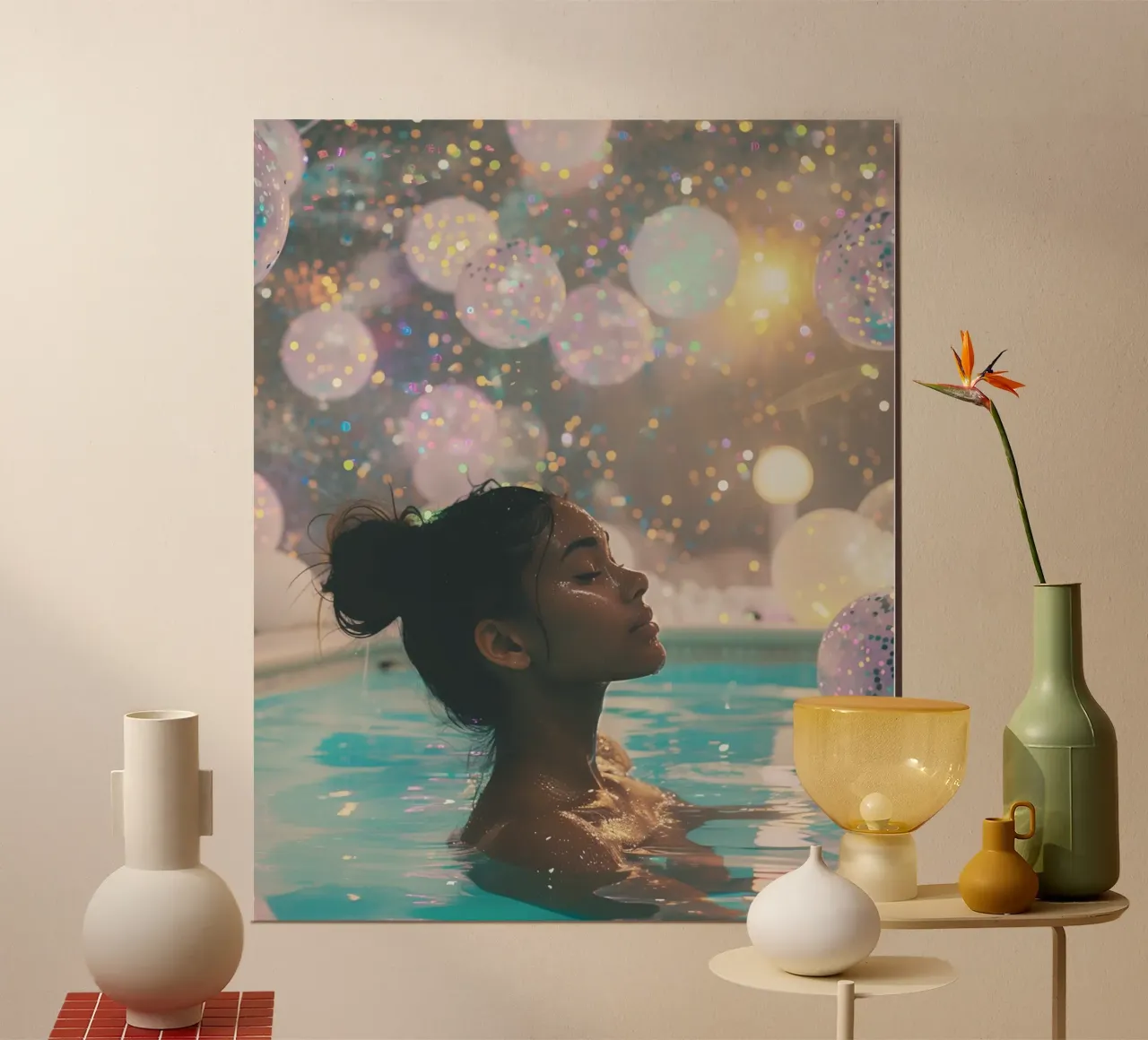 Aqua Glow poster con telaio in alluminio da PhotoVibe Decor