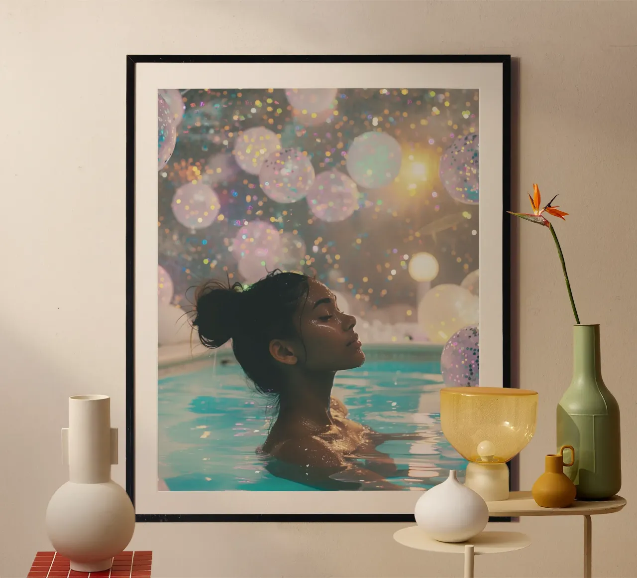 Aqua Glow poster con telaio in alluminio da PhotoVibe Decor