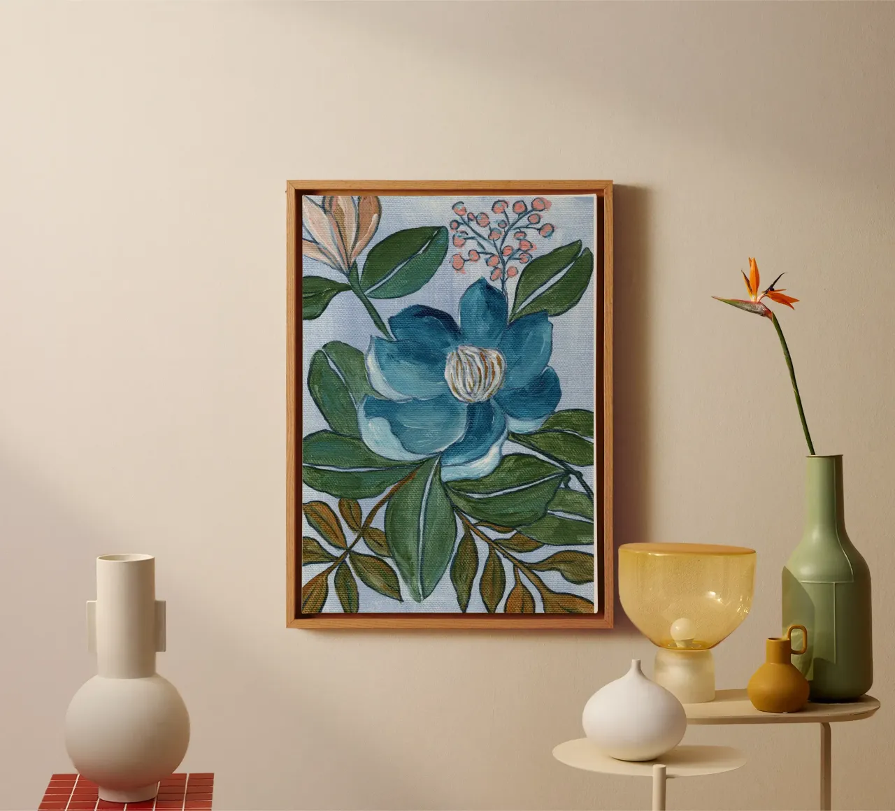 Fiore blu tela con Cornice a cassetta da Nikita Jariwala