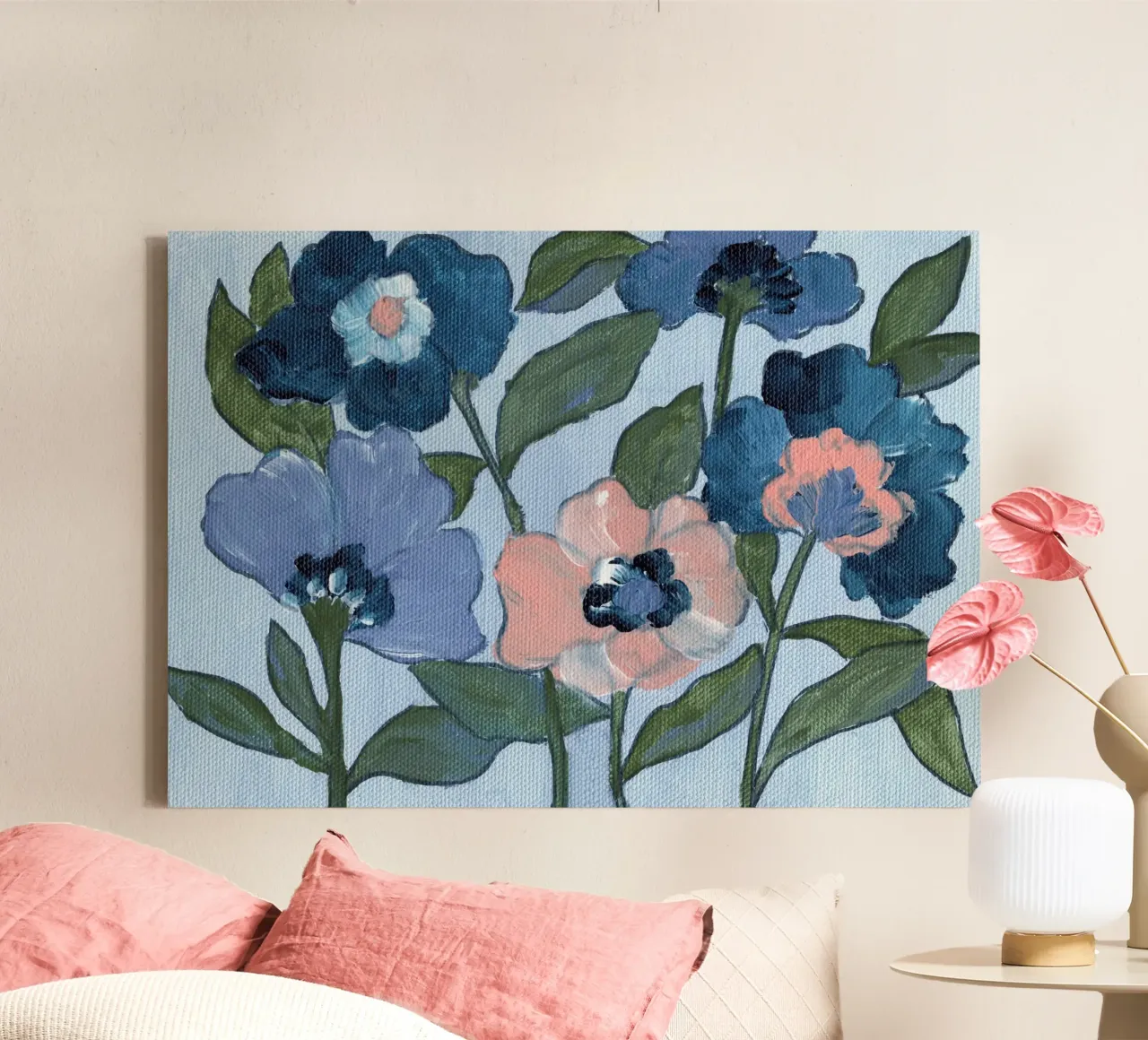 Levendige bloemencompositie canvas met Baklijst van Nikita Jariwala