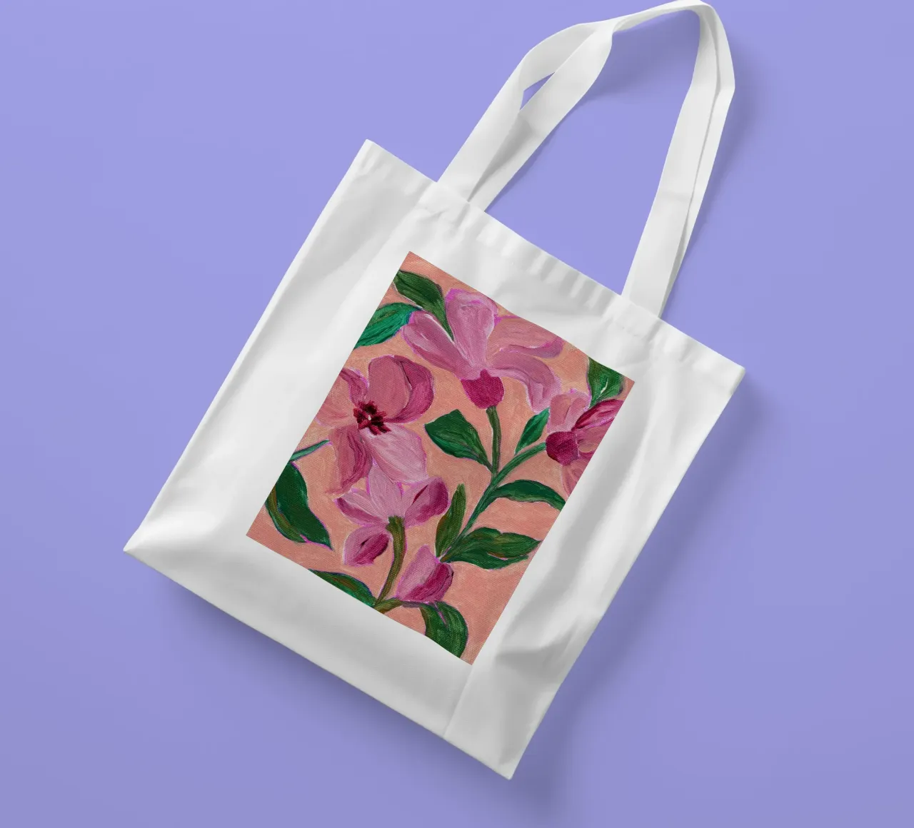 Fiori rosa con foglie verdi in grassetto borsa in juta da Nikita Jariwala