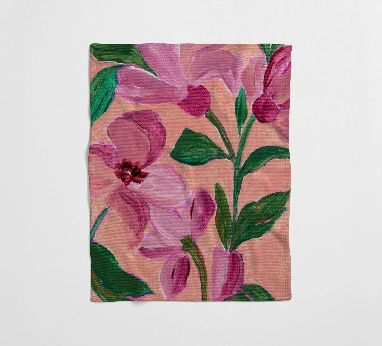 Fiori rosa con foglie verdi in grassetto coperta in pile da Nikita Jariwala