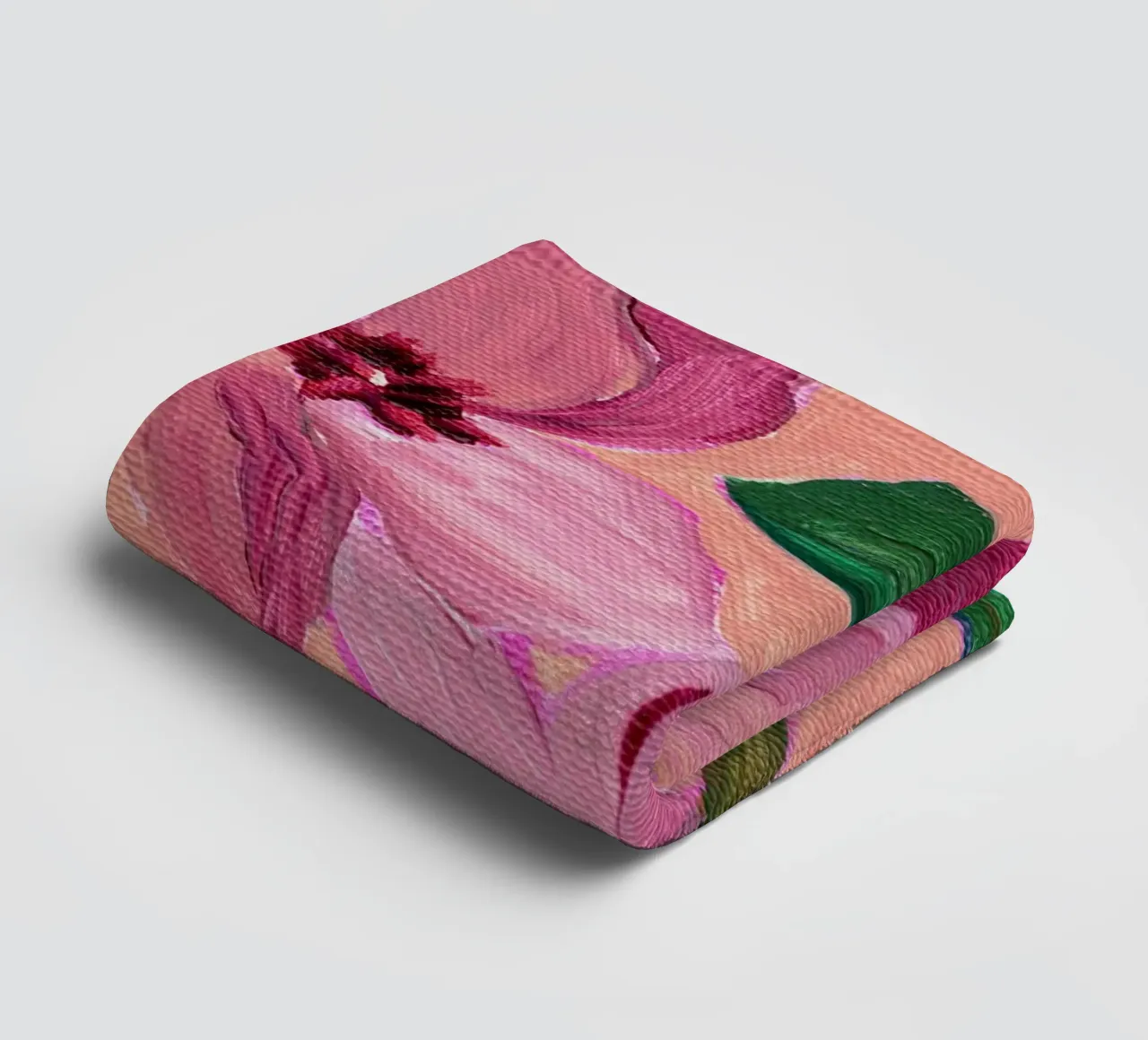 Fiori rosa con foglie verdi in grassetto asciugamano da bagno da Nikita Jariwala