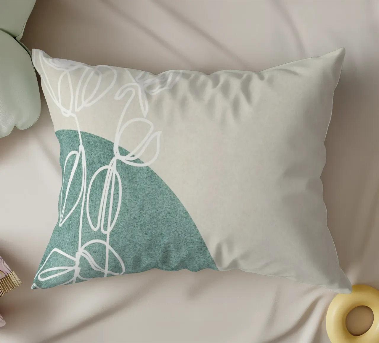 abstract art white lines cuscino da vintageshop