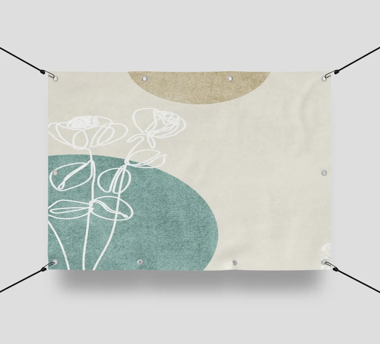 abstract art white lines telo in pvc da vintageshop