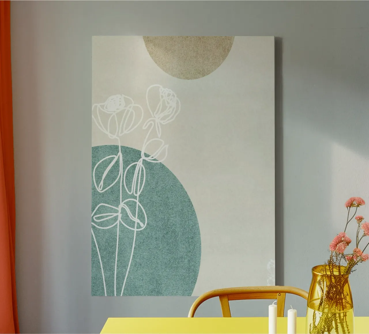abstract art white lines tela con Cornice a cassetta da vintageshop