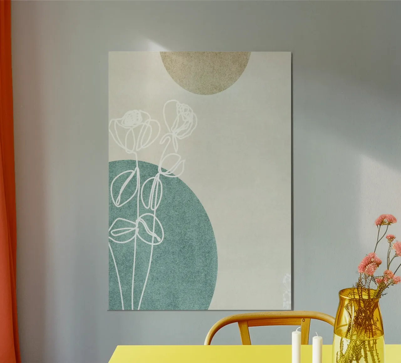 abstract art white lines poster con telaio in alluminio da vintageshop