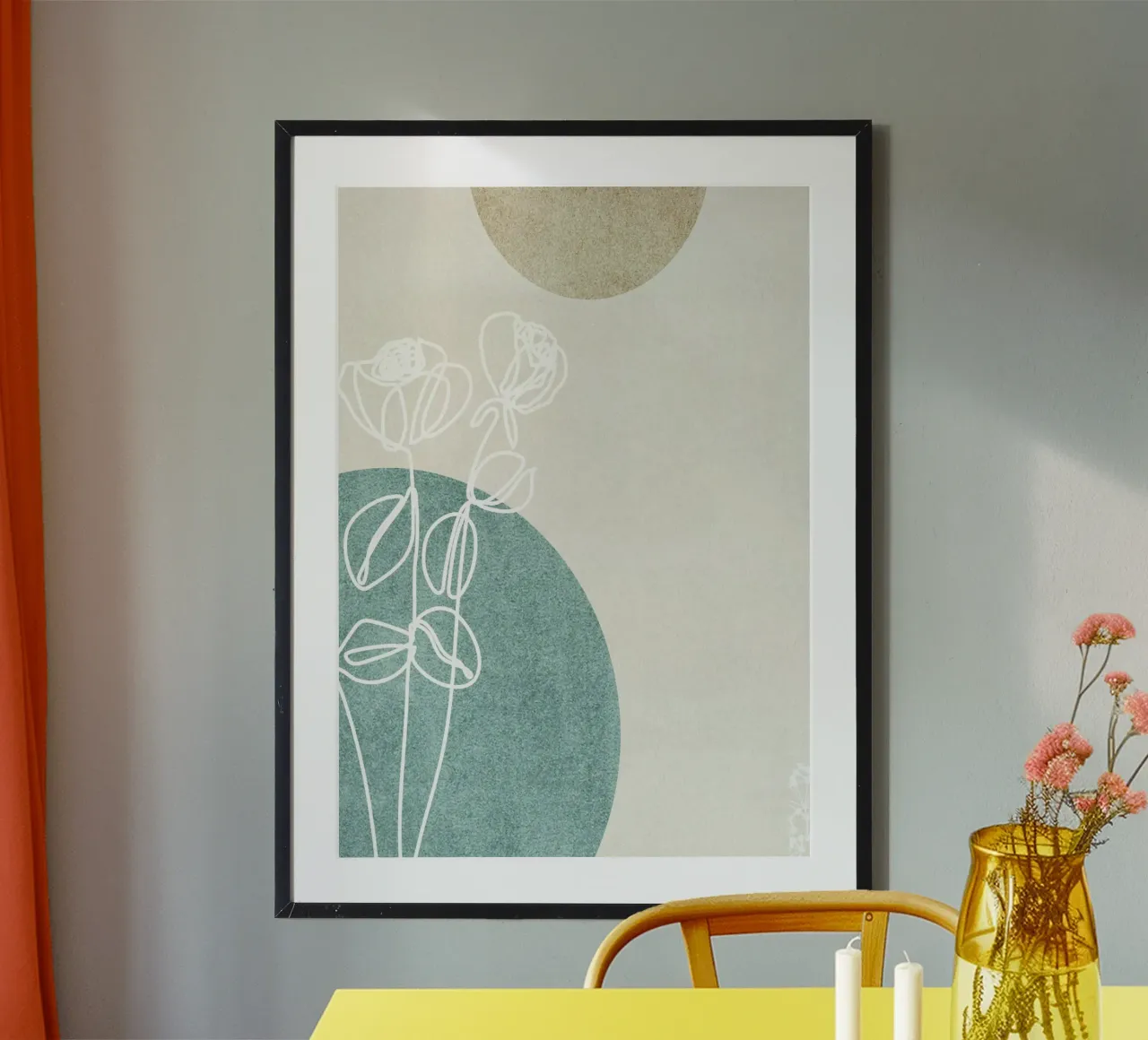 abstract art white lines poster con telaio in alluminio da vintageshop