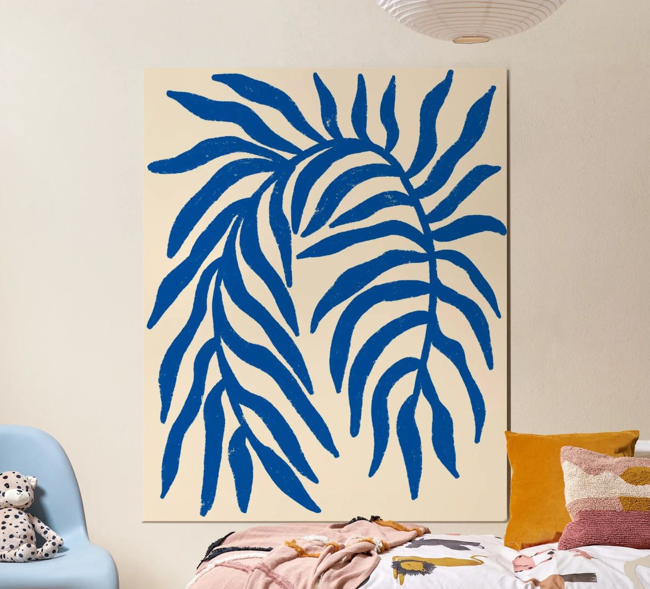 Blaue Silhouette Strukturierter Zweig Poster von Angela Minca
