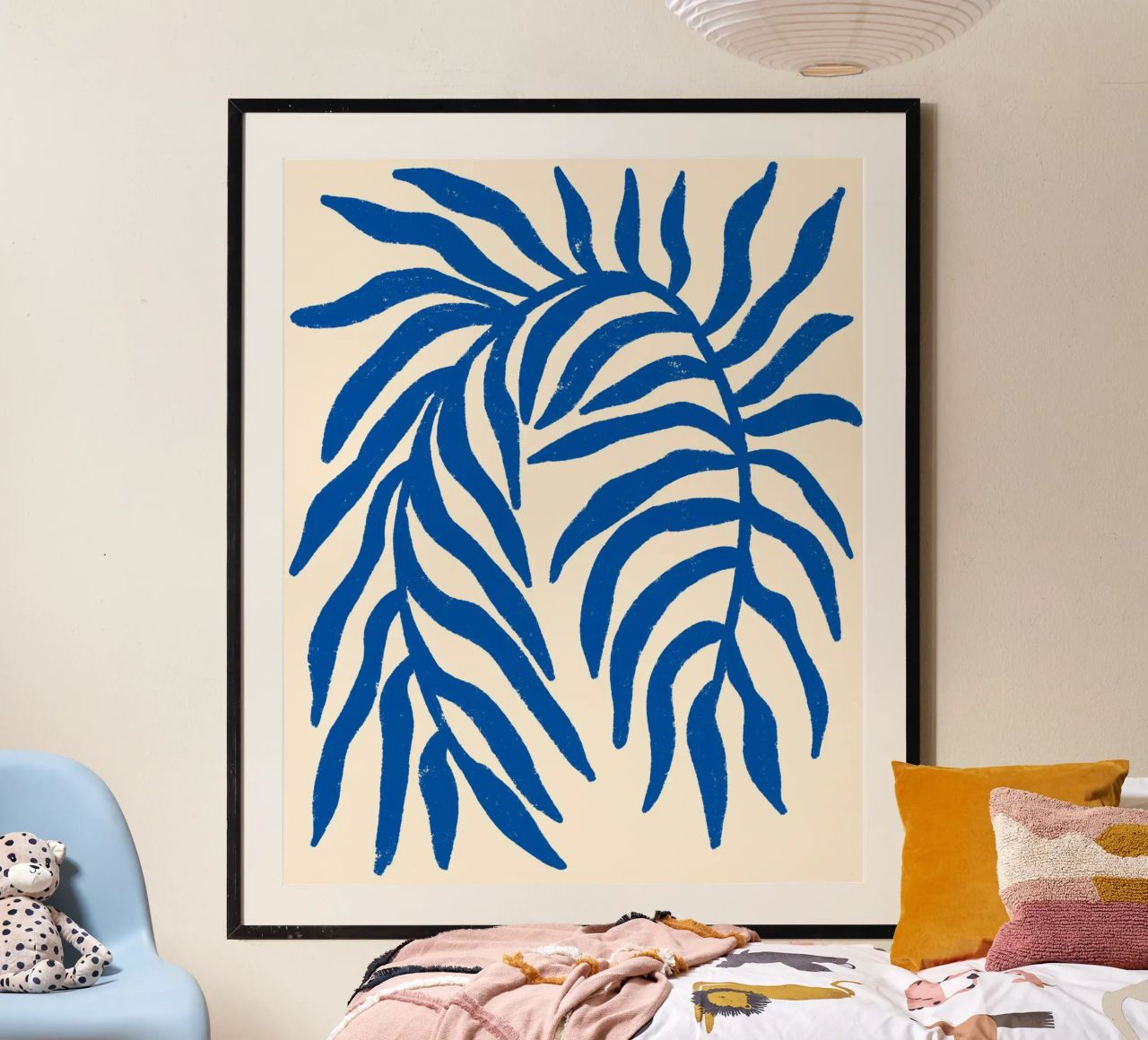 Blaue Silhouette Strukturierter Zweig Poster von Angela Minca