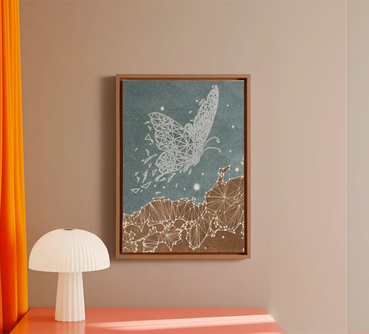 abstract art butterfly Leinwand mit Schattenfugenrahmen von vintageshop