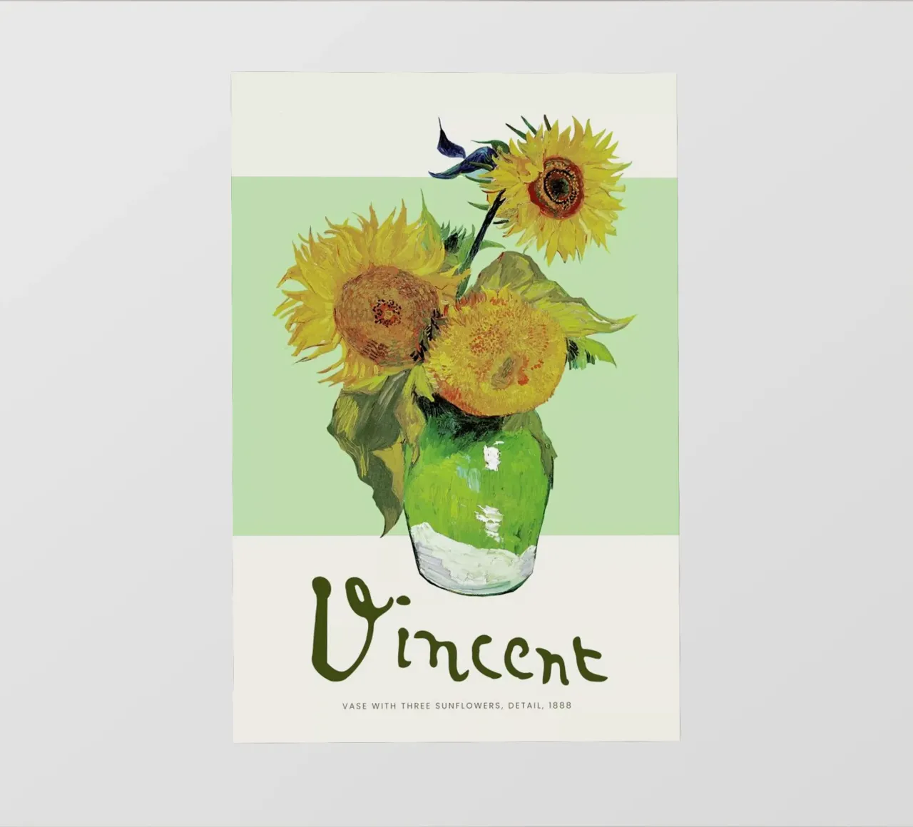 Signed, Vincent – Vase with Three Sunflowers telo in pvc da Vintage by JUNIQE