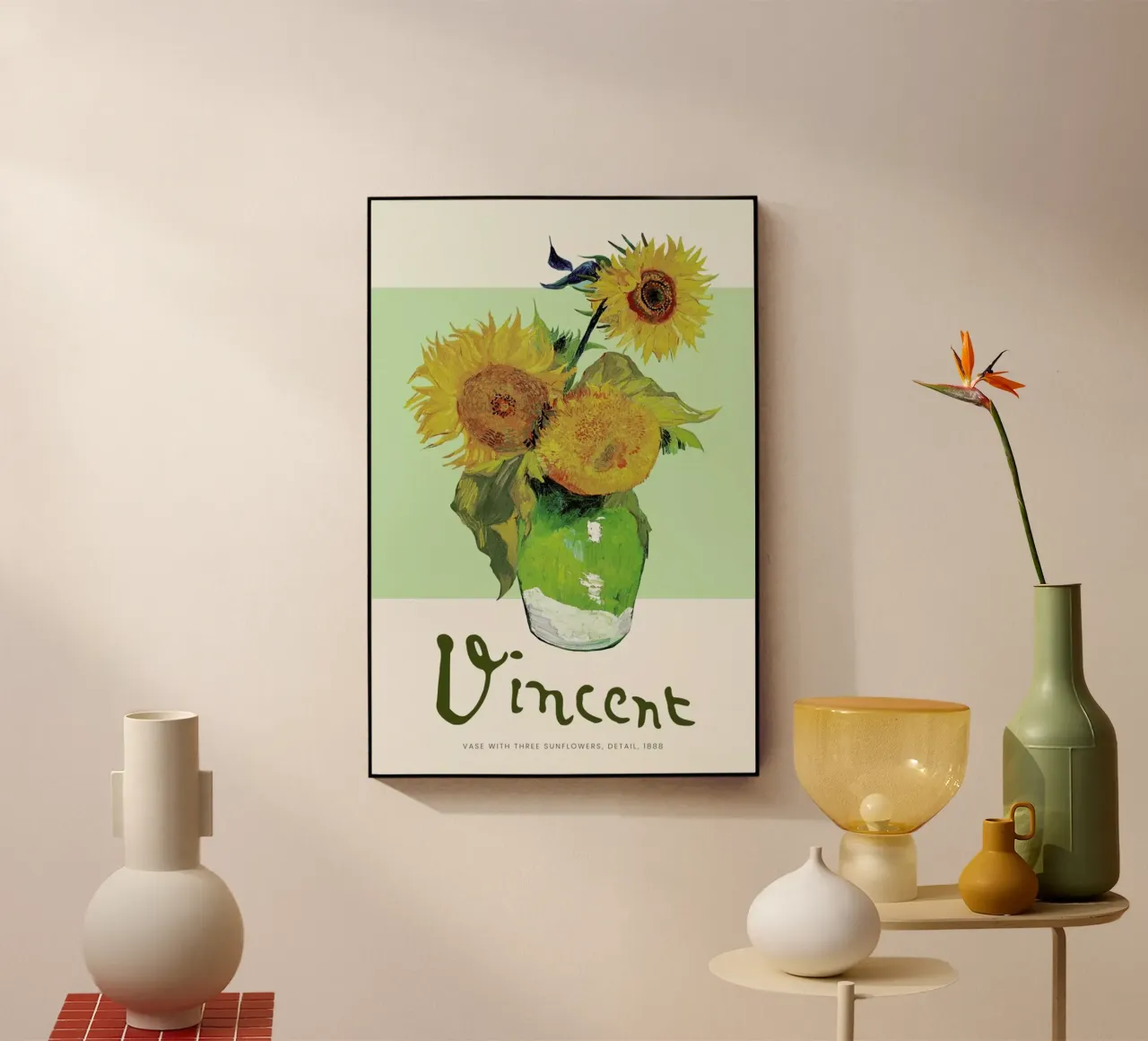 Signed, Vincent – Vase with Three Sunflowers acrylic glass by Vintage by JUNIQE