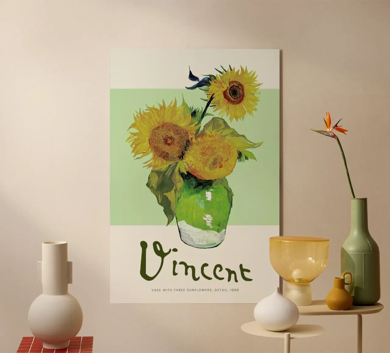 Signed, Vincent – Vase with Three Sunflowers acrylic glass by Vintage by JUNIQE