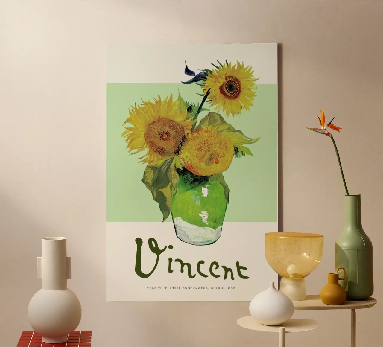 Signed, Vincent – Vase with Three Sunflowers canvas by Vintage by JUNIQE