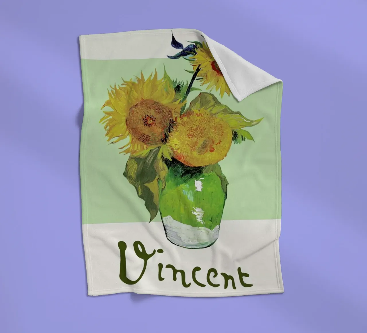 Signed, Vincent – Vase with Three Sunflowers coperta in pile da Vintage by JUNIQE