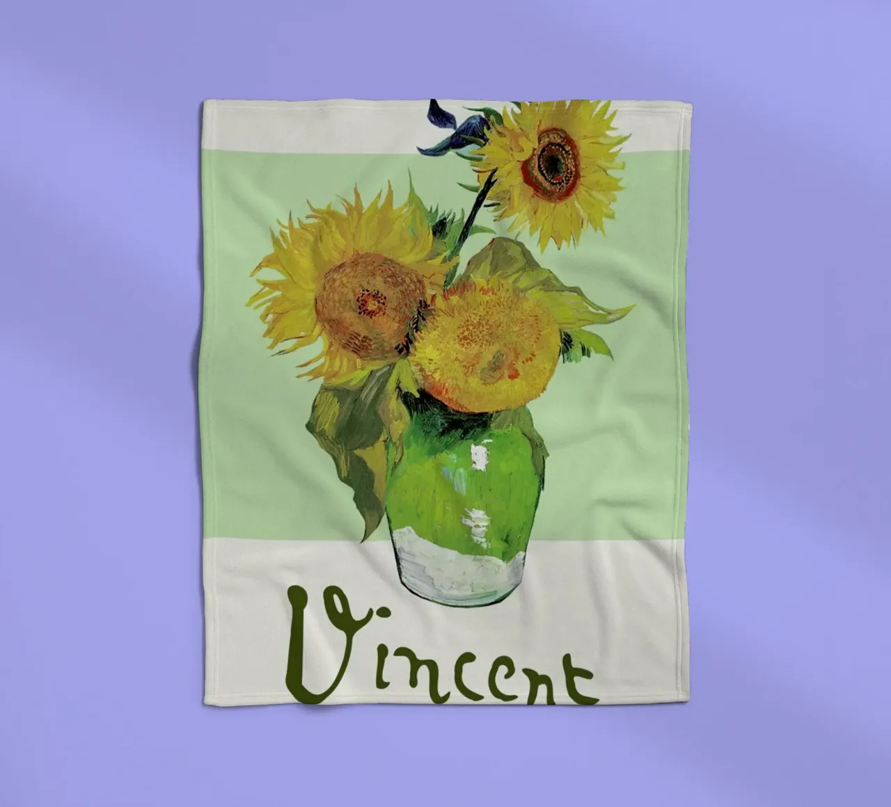 Signed, Vincent – Vase with Three Sunflowers coperta in pile da Vintage by JUNIQE