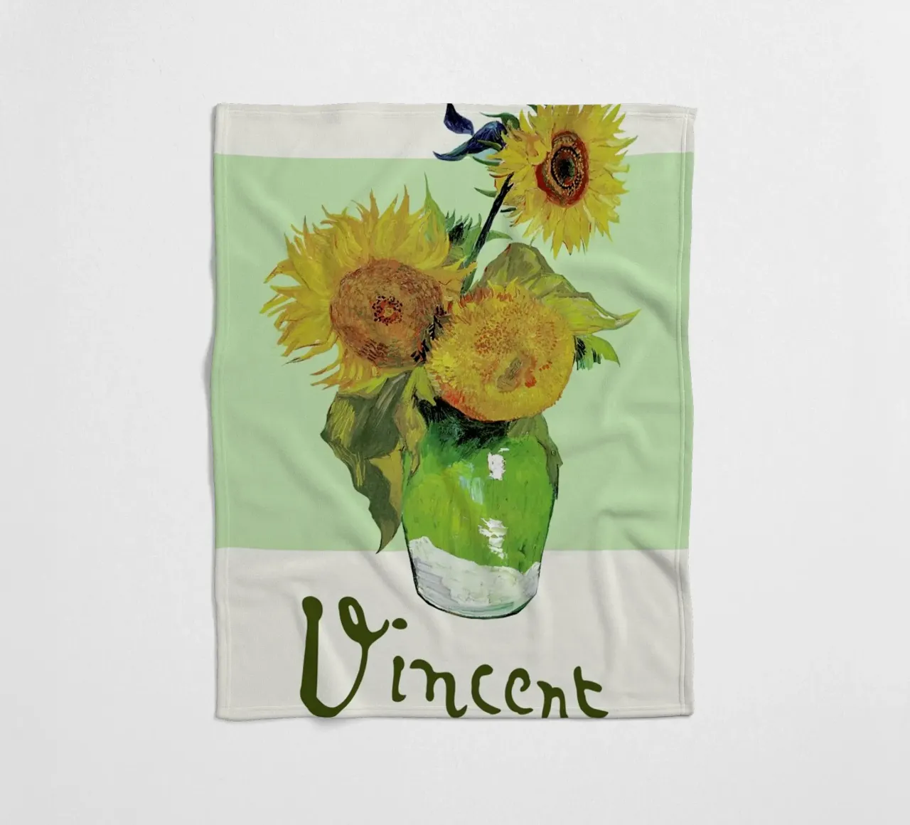 Signed, Vincent – Vase with Three Sunflowers coperta in pile da Vintage by JUNIQE