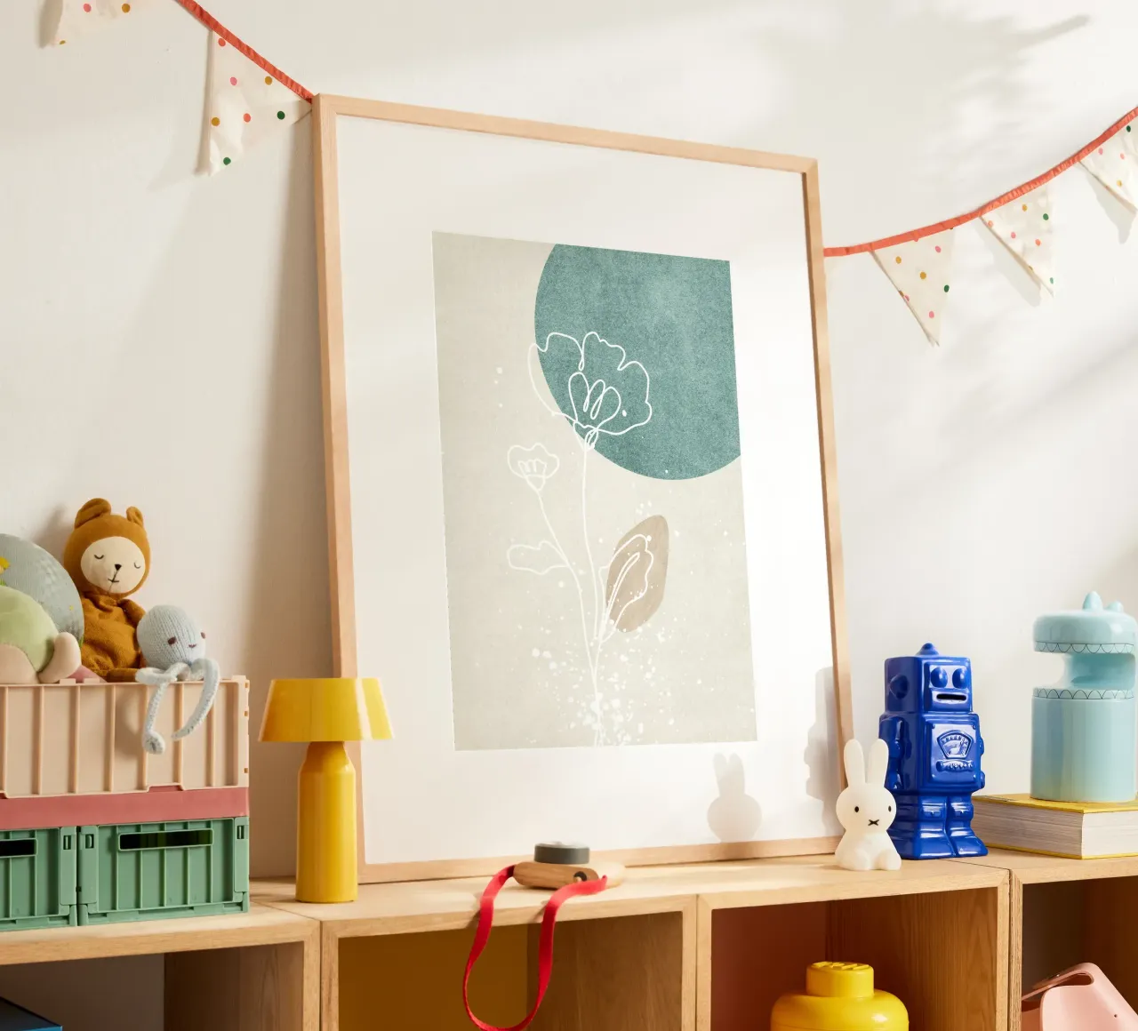abstract art flowers poster con telaio in plastica da vintageshop