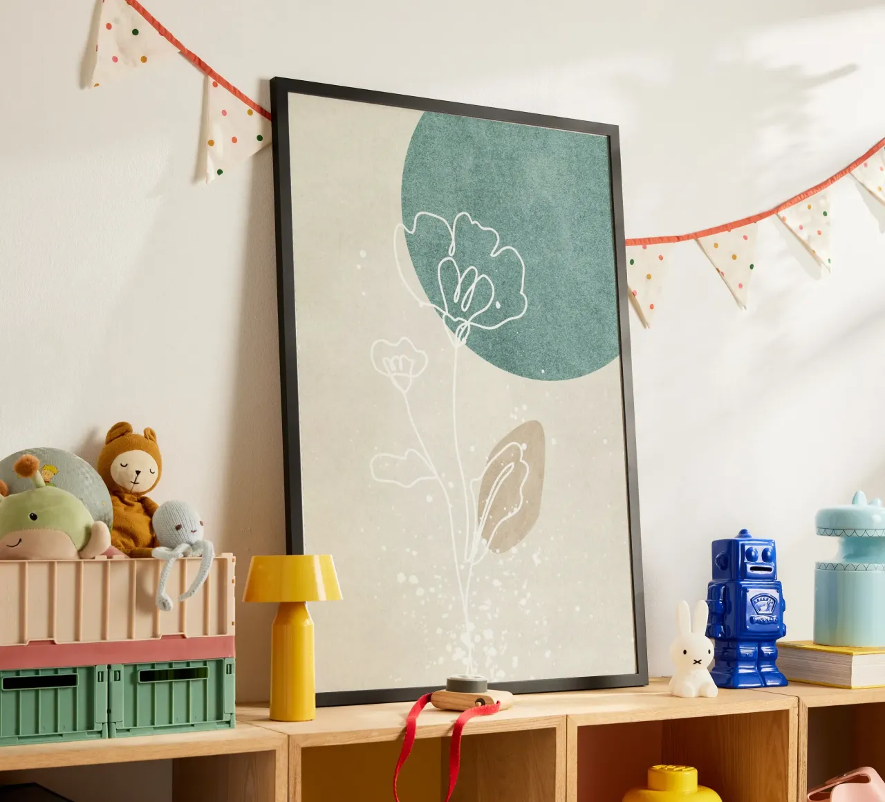 abstract art flowers poster con telaio in plastica da vintageshop
