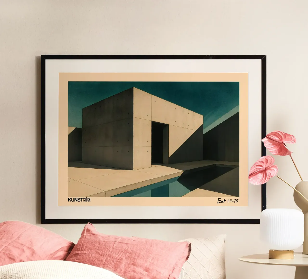 Silenzio brutalista poster con telaio in legno da KUNSTstück