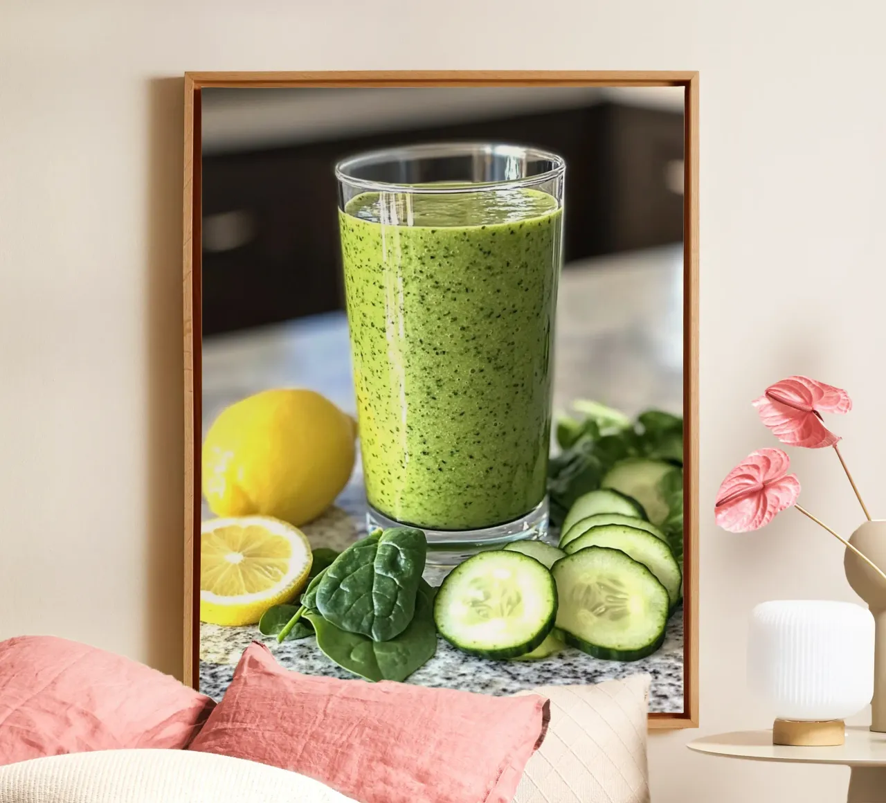 Healthy Sip canvas with Floater frame by PhotoVibe Decor