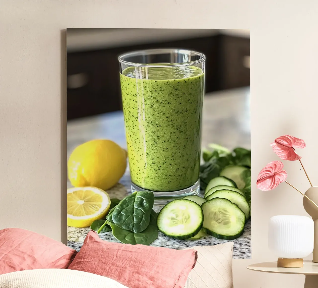Healthy Sip canvas with Floater frame by PhotoVibe Decor