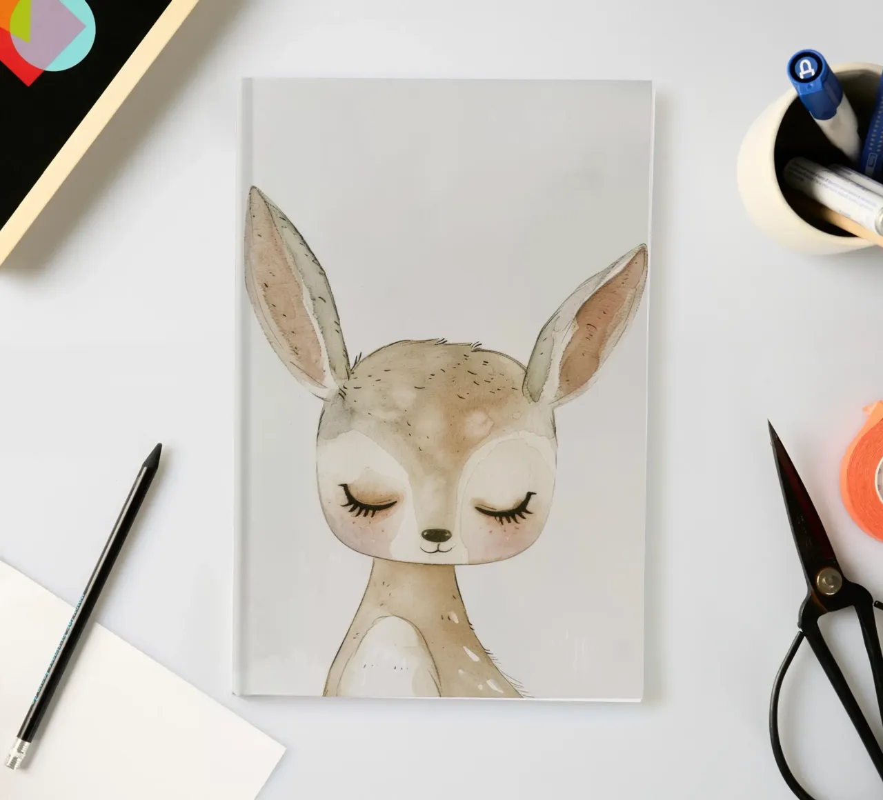 Watercolor Painting of a young deer notebook by DesignDoodle