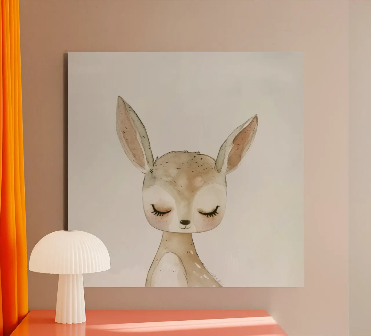 Pittura ad acquerello di un giovane cervo alluminio dibond da DesignDoodle