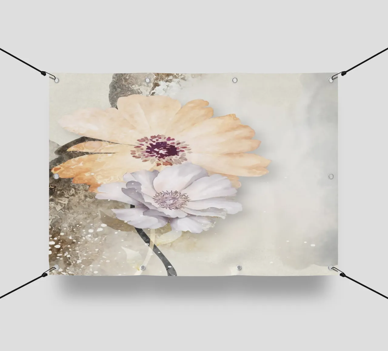 abstract art watercolor flowers telo in pvc da vintageshop