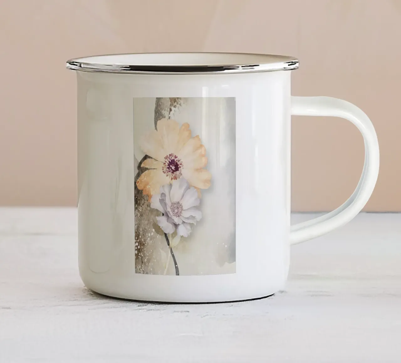 abstract art watercolor flowers tazza in smalto da vintageshop