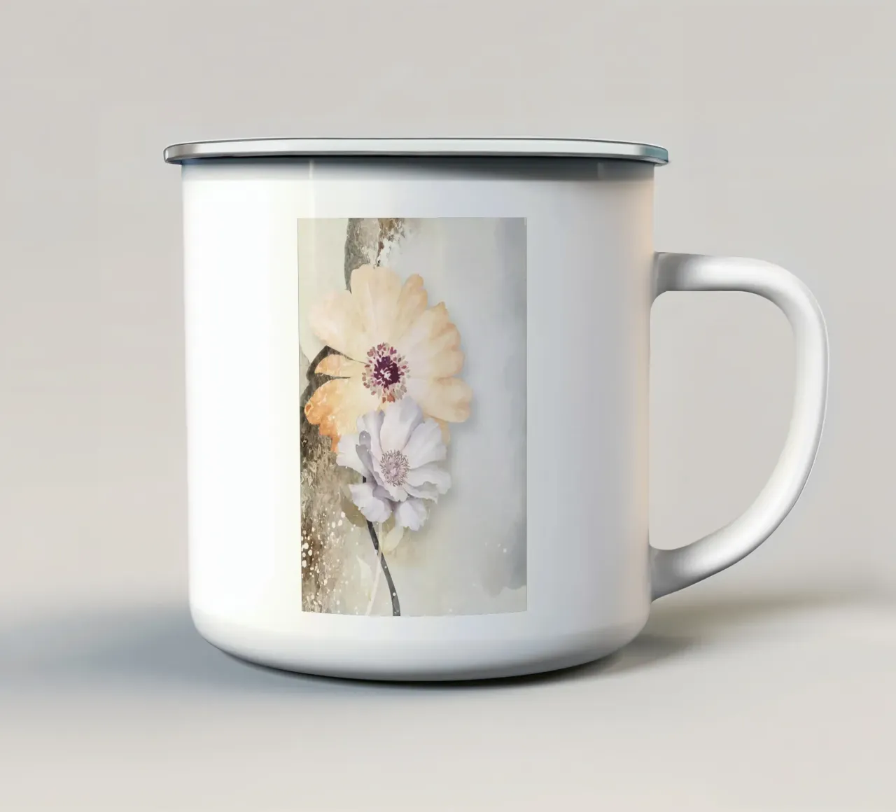 abstract art watercolor flowers tazza in smalto da vintageshop