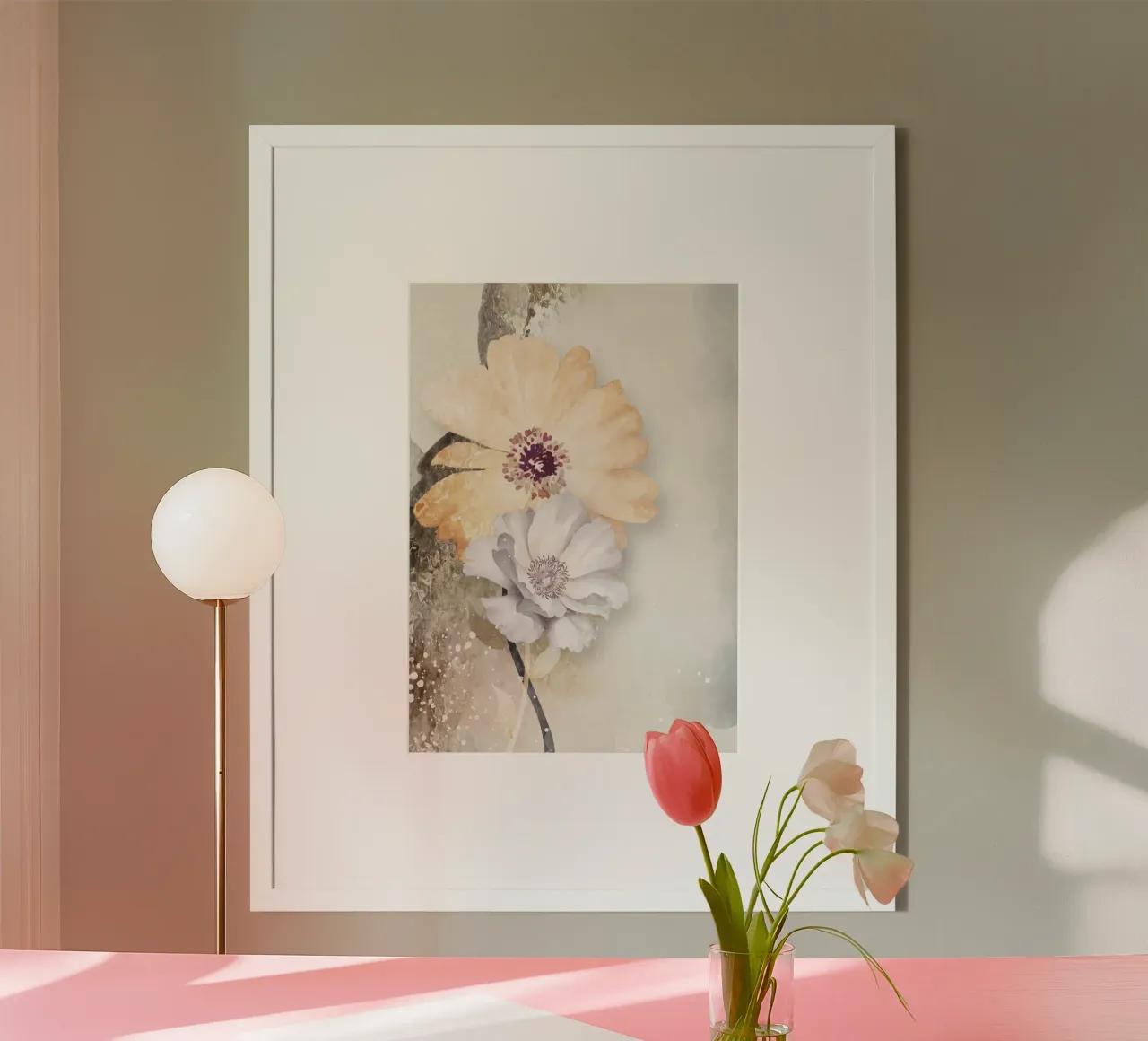 abstract art watercolor flowers poster con telaio in plastica da vintageshop
