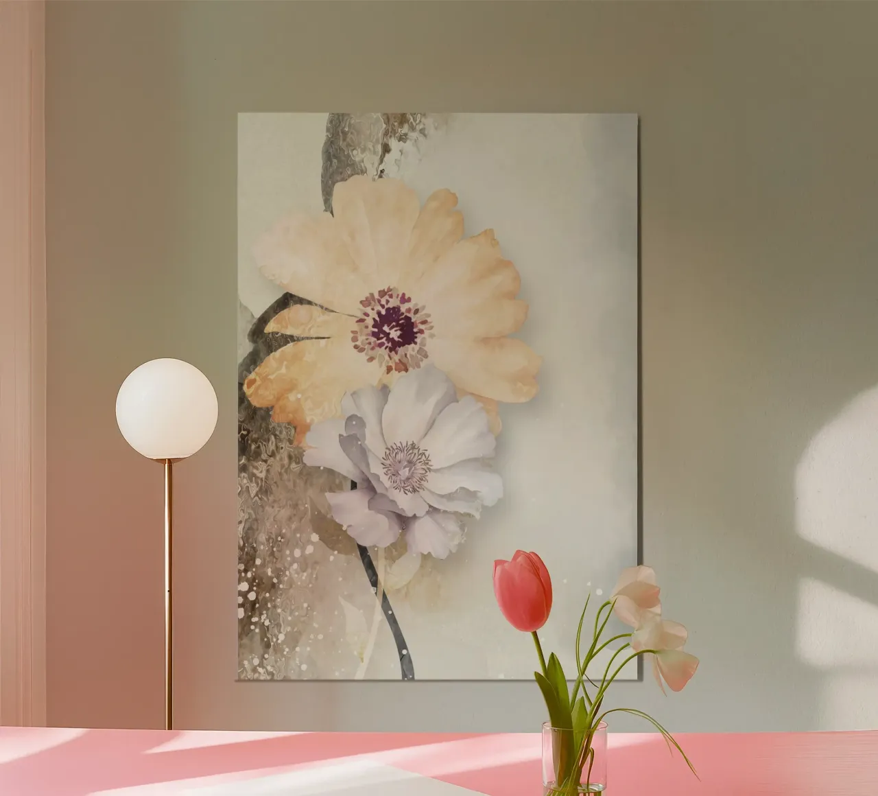 abstract art watercolor flowers poster con telaio in plastica da vintageshop