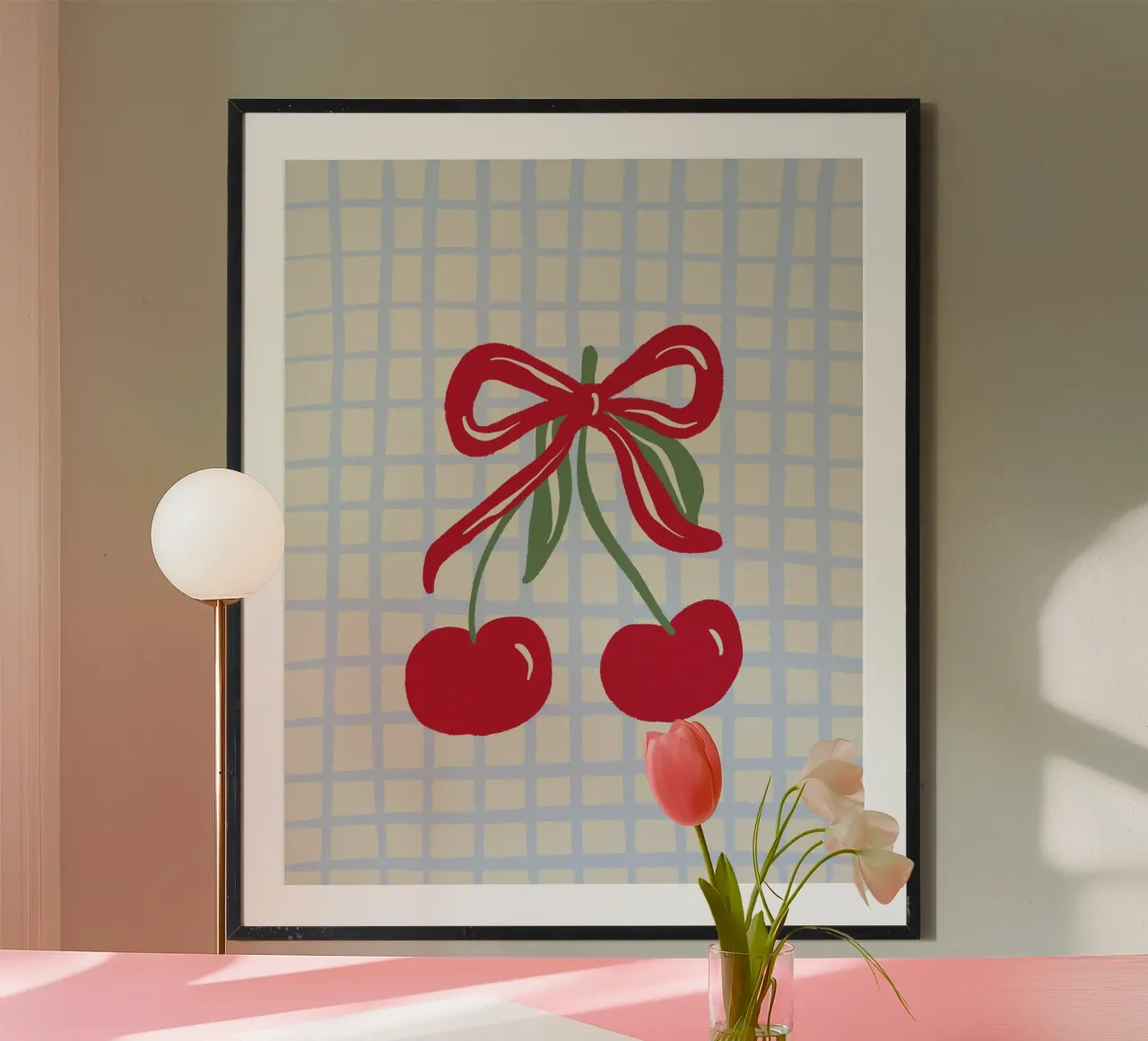 Delizia alla ciliegia poster con telaio in alluminio da Angela Minca