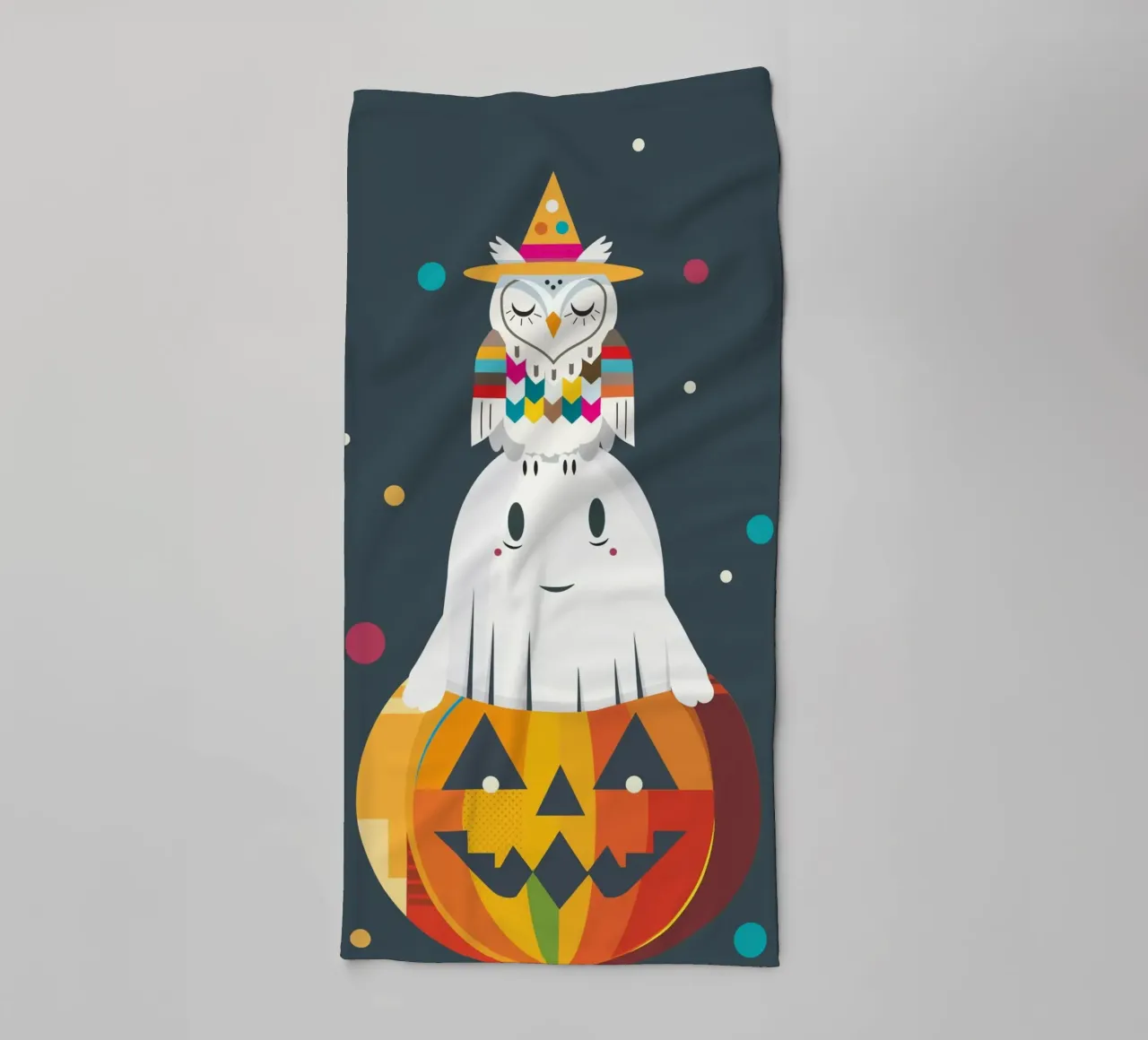 Fun Halloween stack with owl, ghost and pumpkin towel by namosh