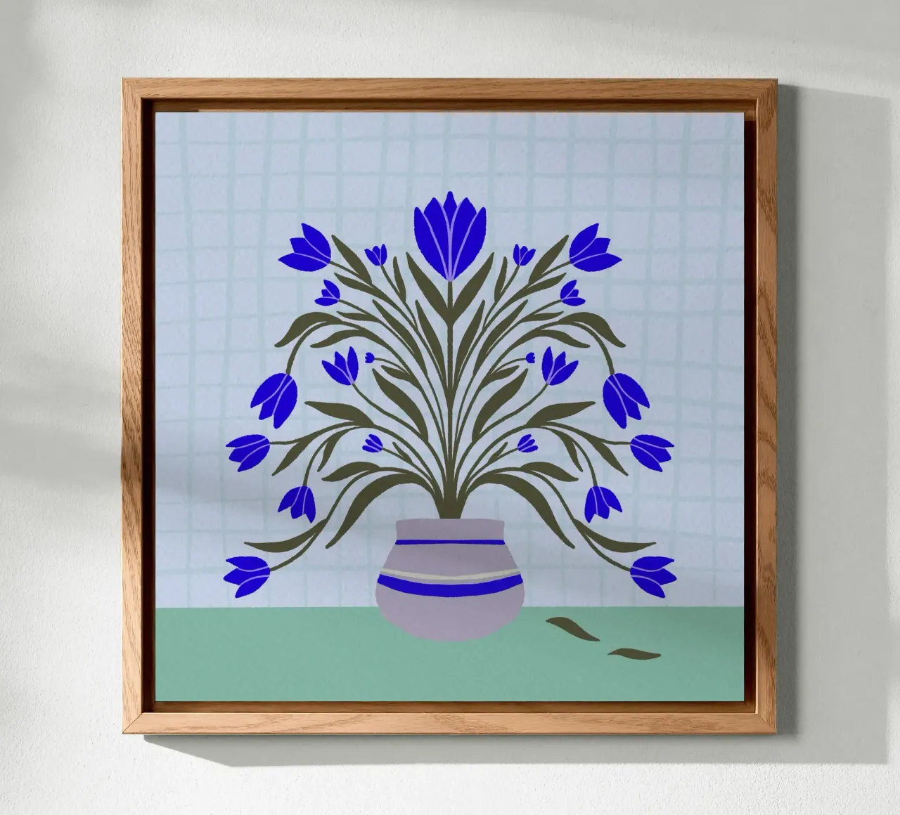 Tulipani in vaso - blu e verde pannello forex da Angela Minca