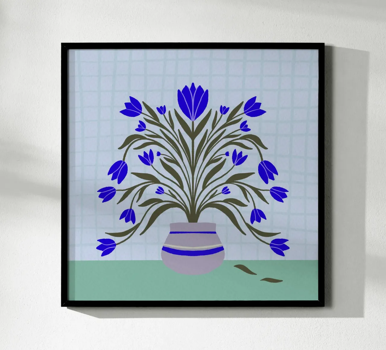 Tulipes dans un vase - bleu et vert hahnemühle de Angela Minca