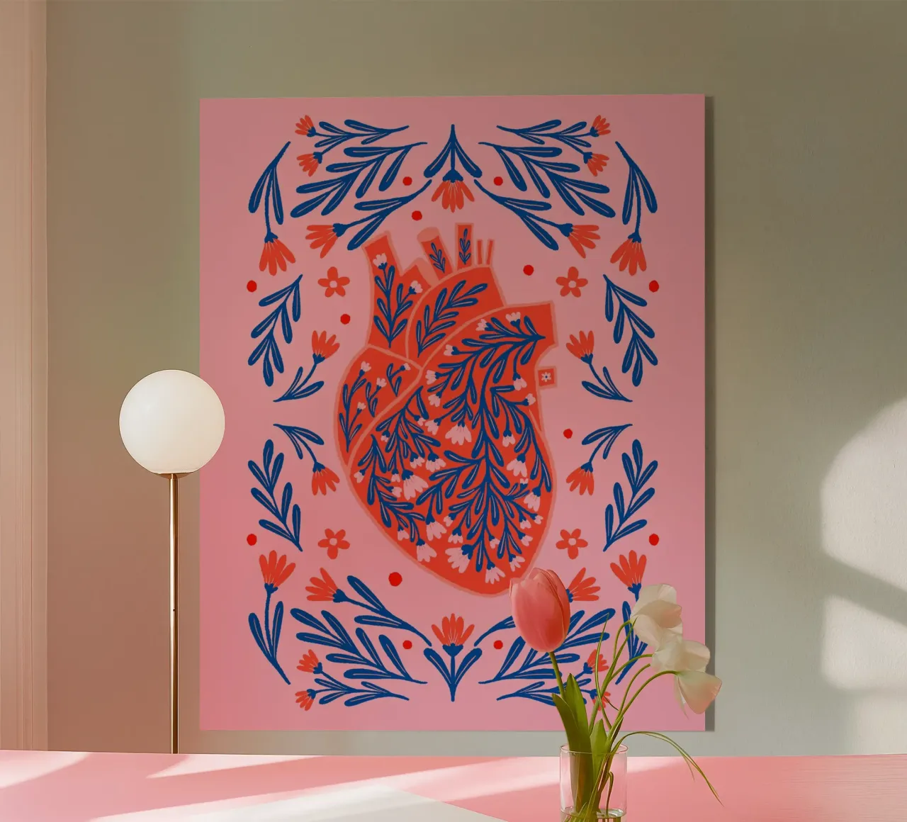 Cuore anatomico floreale plexiglass da Angela Minca