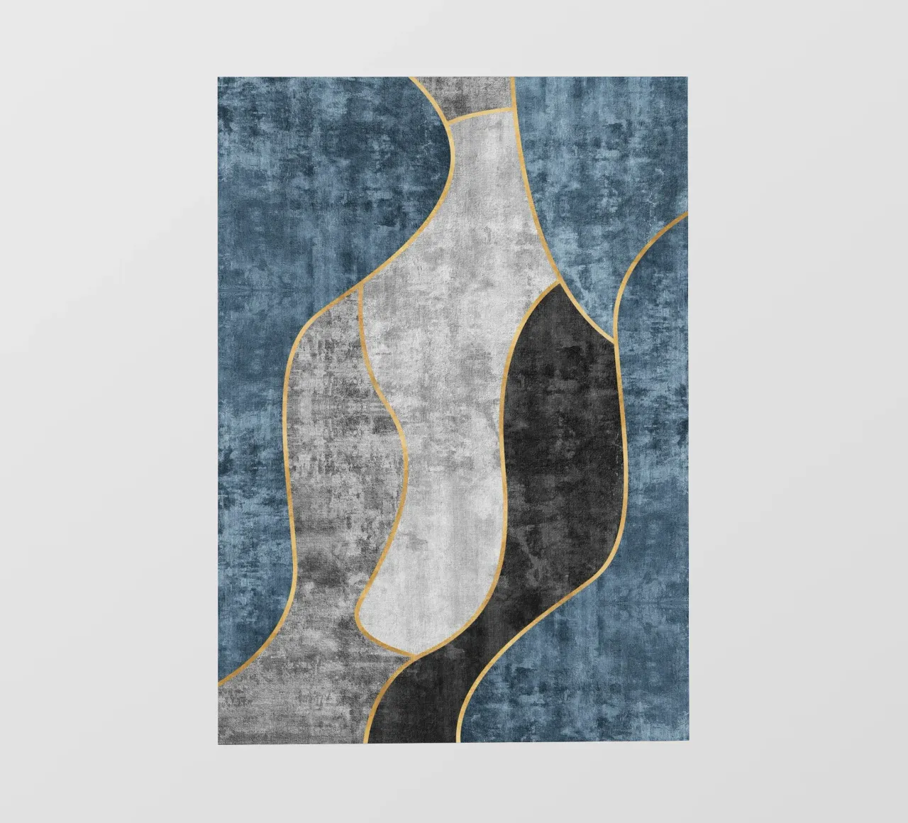 abstract art blue and golden lines telo in pvc da vintageshop