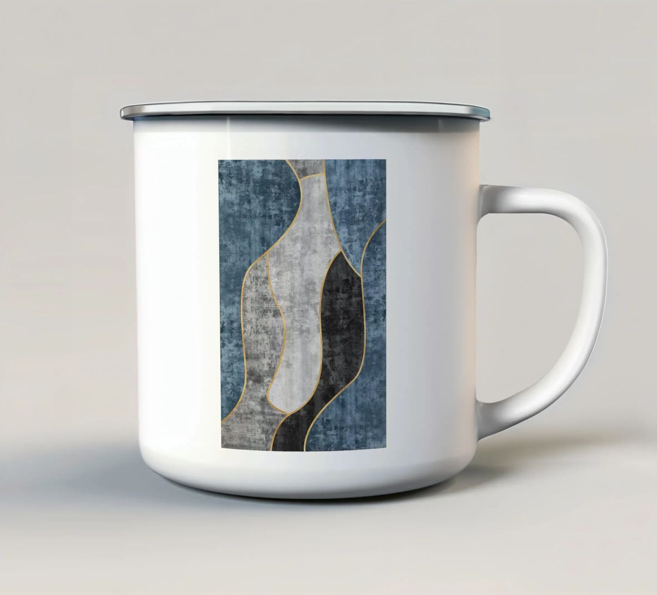abstract art blue and golden lines tazza in smalto da vintageshop
